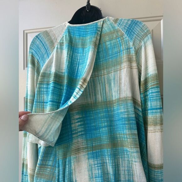 Anthropologie Sparrow Revolution Draped Cardigan Medium Crosshatch Plaid - Picture 8 of 11